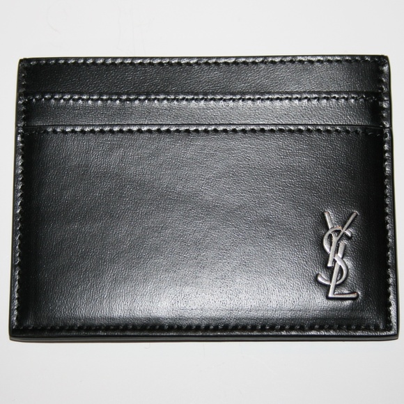 Yves Saint Laurent YSL Logo Black Cassandre Card Case - Picture 1 of 3